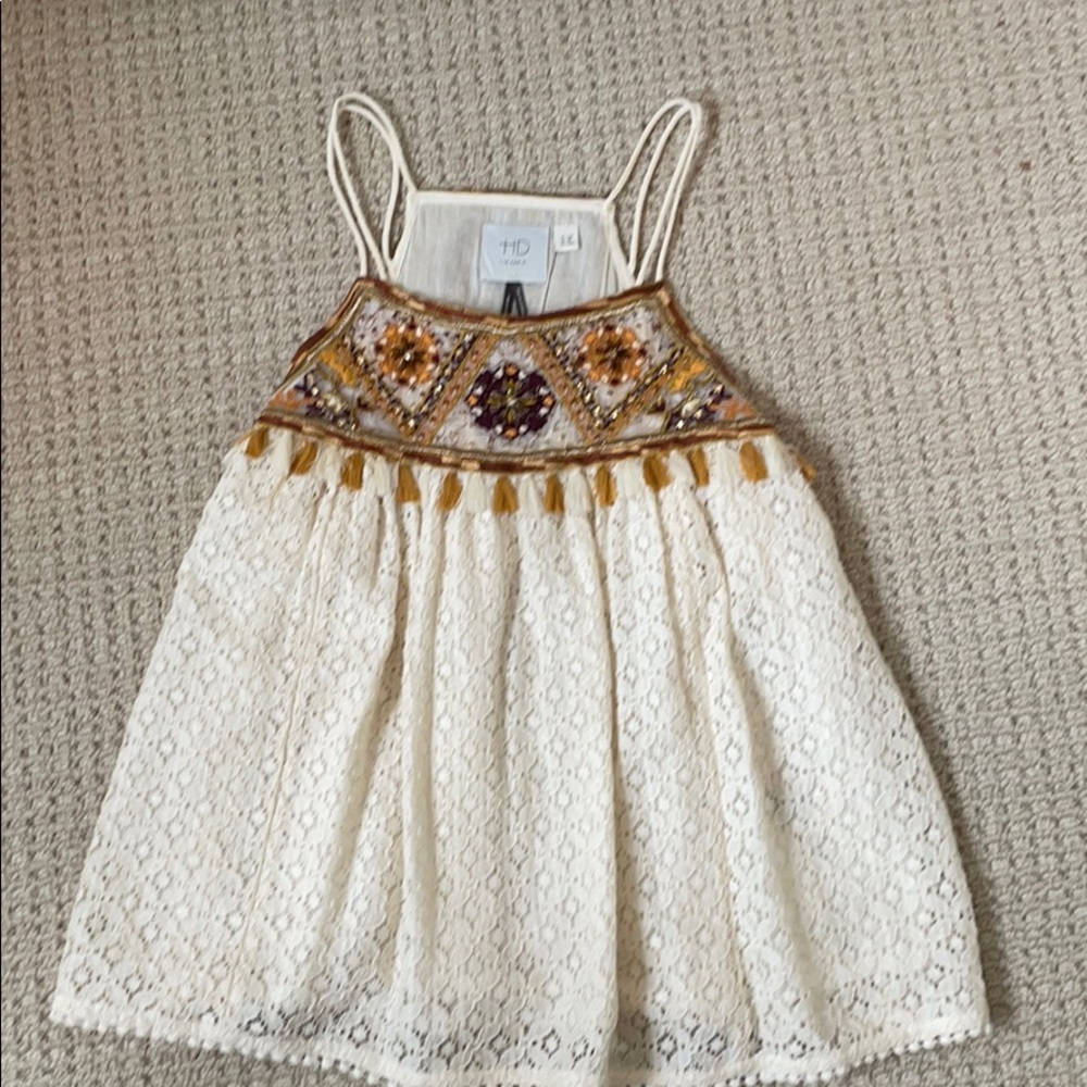 Cream lace swing top with beading by HD in Paris